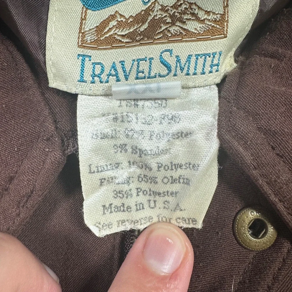 TravelSmith Bomber Jacket Mens XXL Brown Good Faux Suede Zip Up USA Made